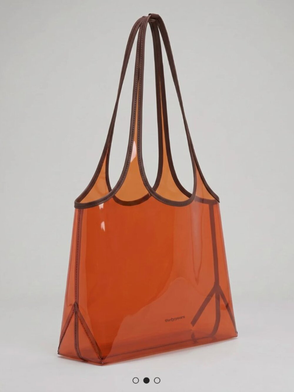 Transparent Orange Tote Bag with Brown Trim